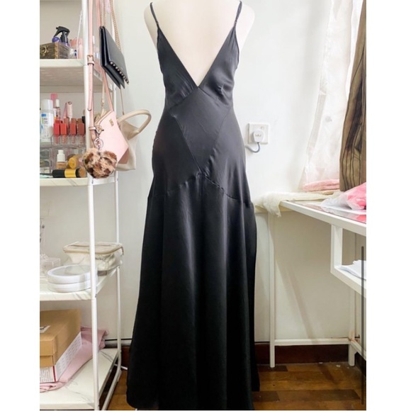 Vintage 90’s Y2K 100% Silk Dress Satin Slip Dress Silk Slip Dress Black Noir - Picture 3 of 13